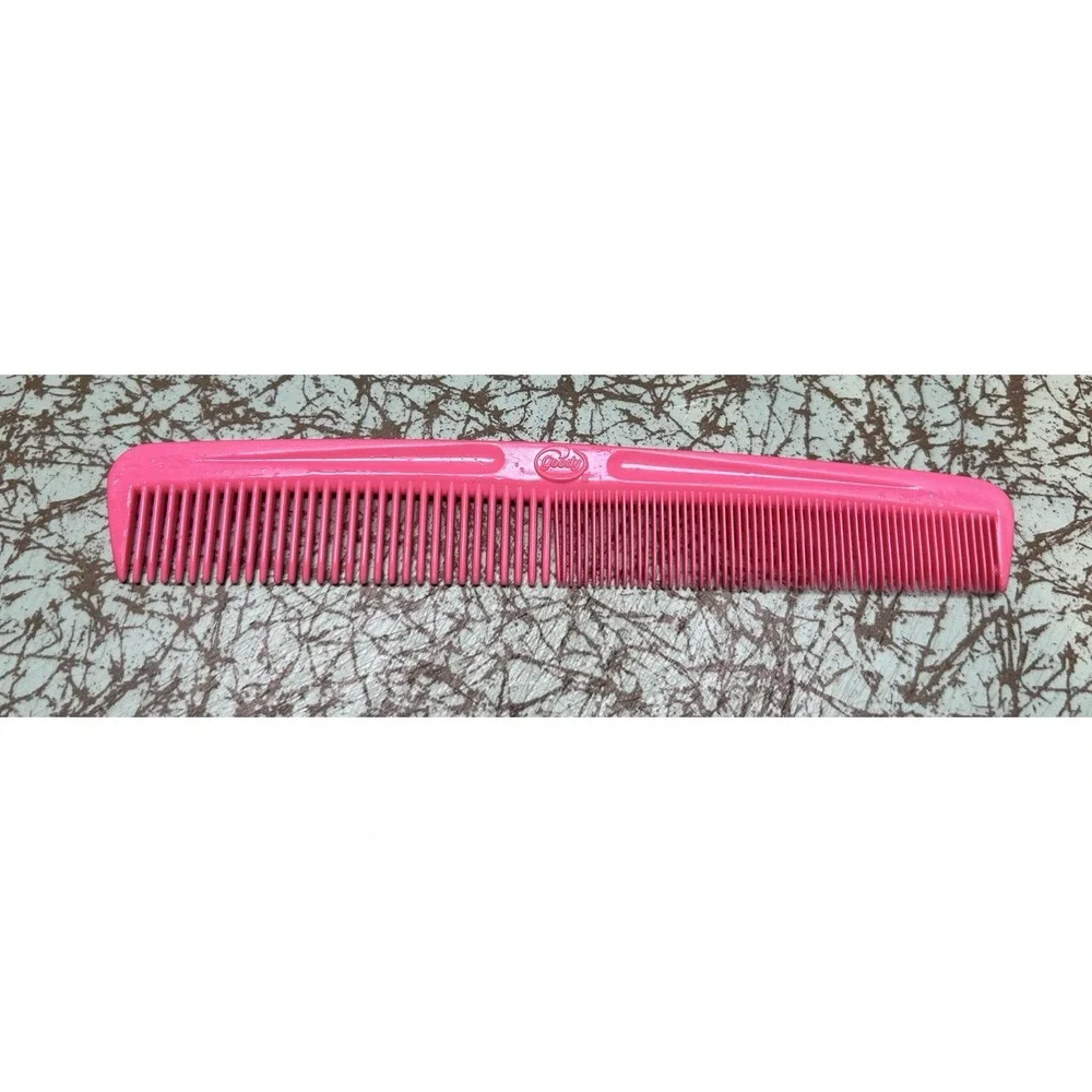 Vintage Goody Hair Comb Bright Pink Wide & Tight Teeth Slim Unbreakable